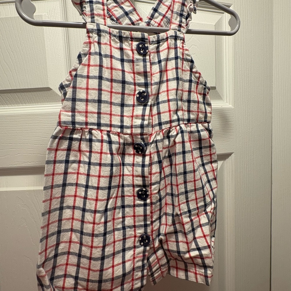 Red and Blue Ruffled Buttoned Sundress